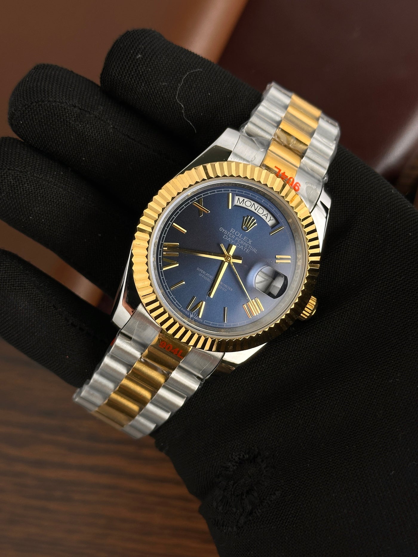 RLX - Day Date Silver Gold Blue - AAA Quality