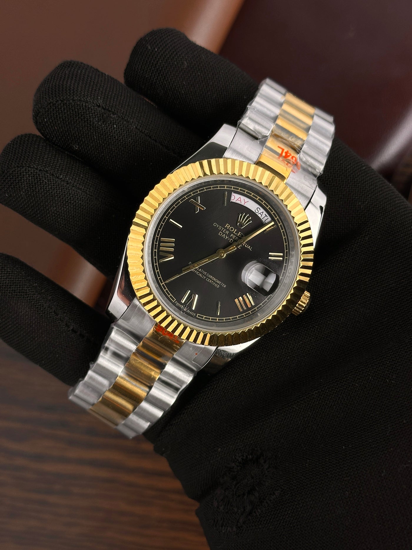 RLX - Day Date Silver Gold Black - AAA Quality