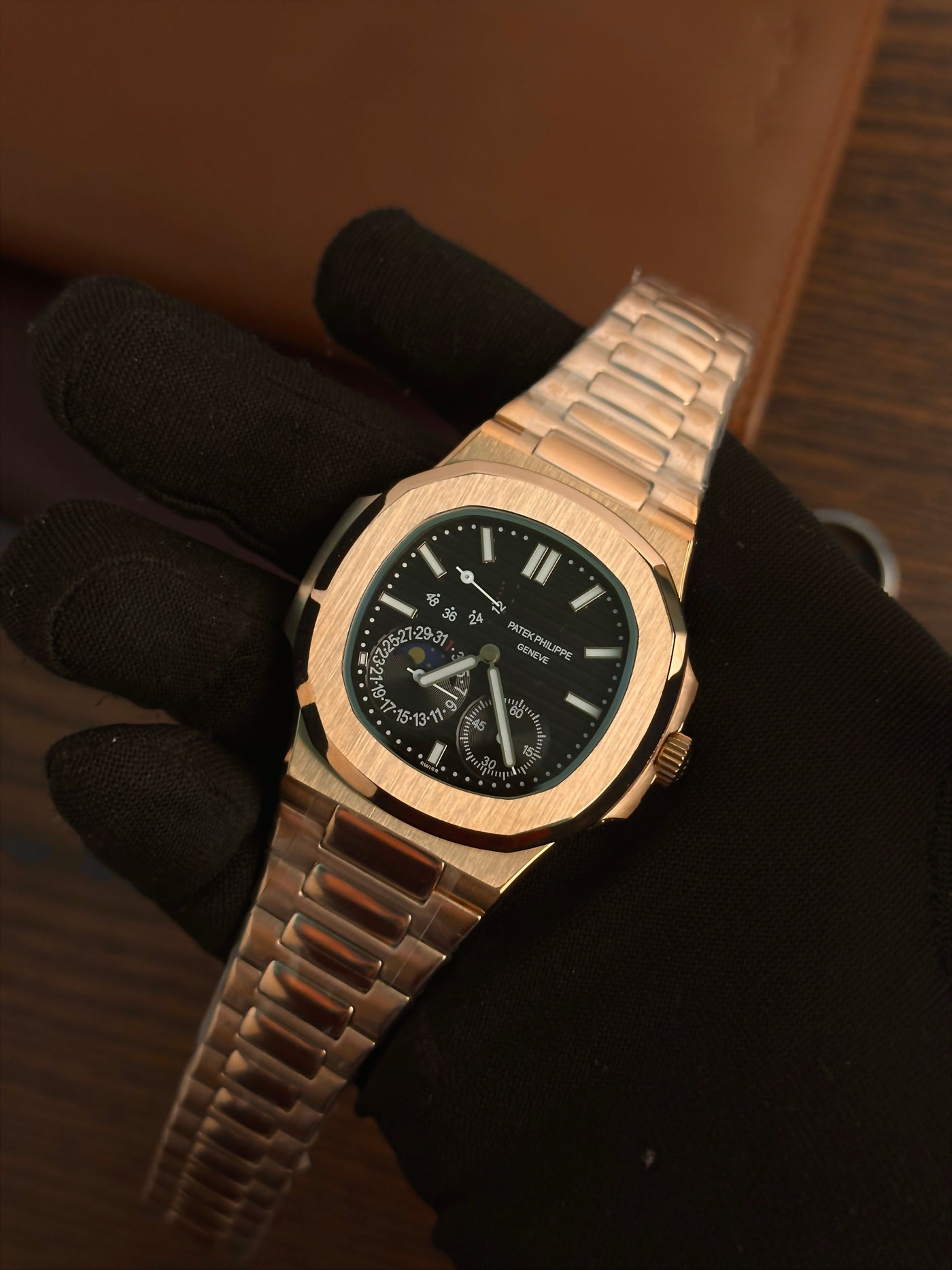PP - Nautilus Rosegold Black Moonphase - AAA Quality